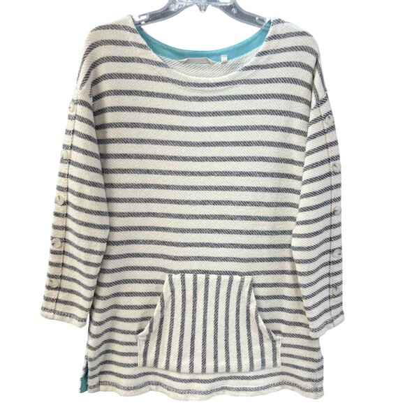 Soft Surroundings Women's Asya Top Striped Knit Sweater Front Pockets Size Small - Picture 1 of 7